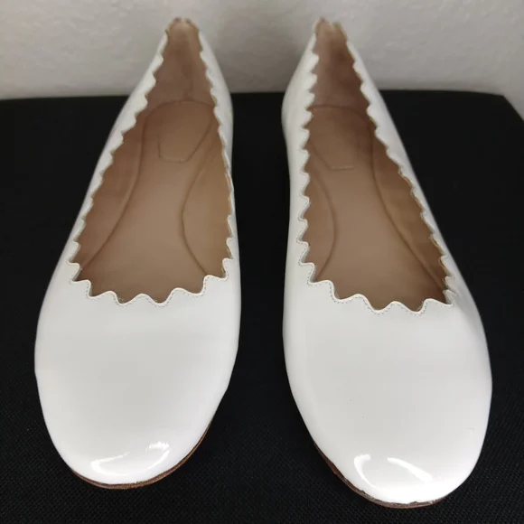 Chloe Lauren Scalloped Ballet Flats white size 5 us almost new cond. no creasing - Picture 12 of 12